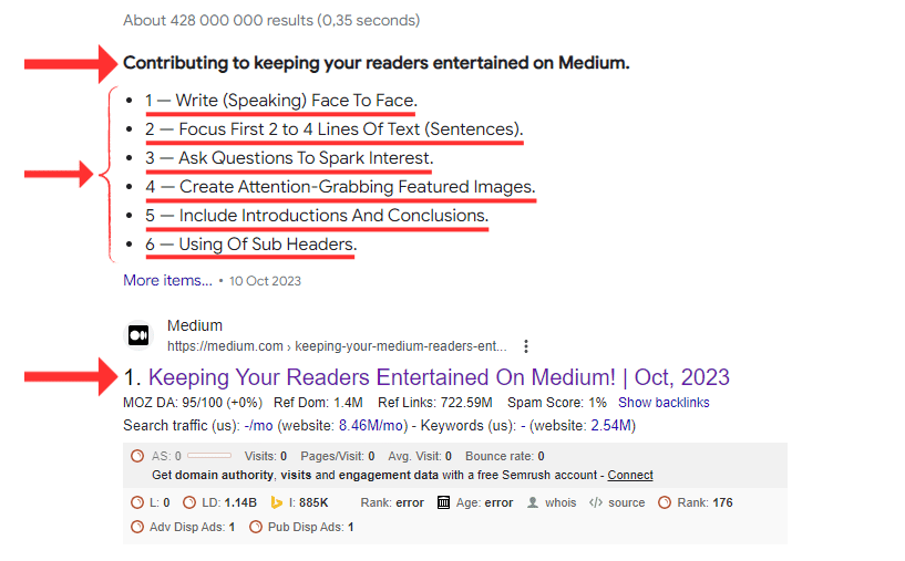 Writing Articles For SEO Featured Text Snippets